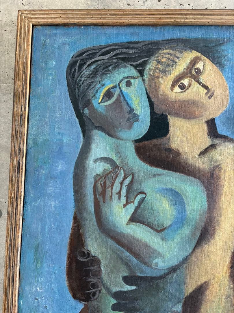 竹中三郎　大きな油絵　額入　出品作品