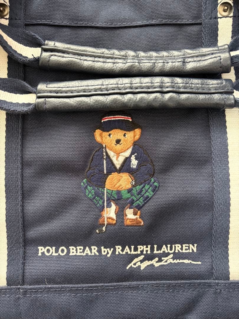 ポロラルフローレンPOLO ゴルフ　ネイビー ボストンバッグ ベア刺繍