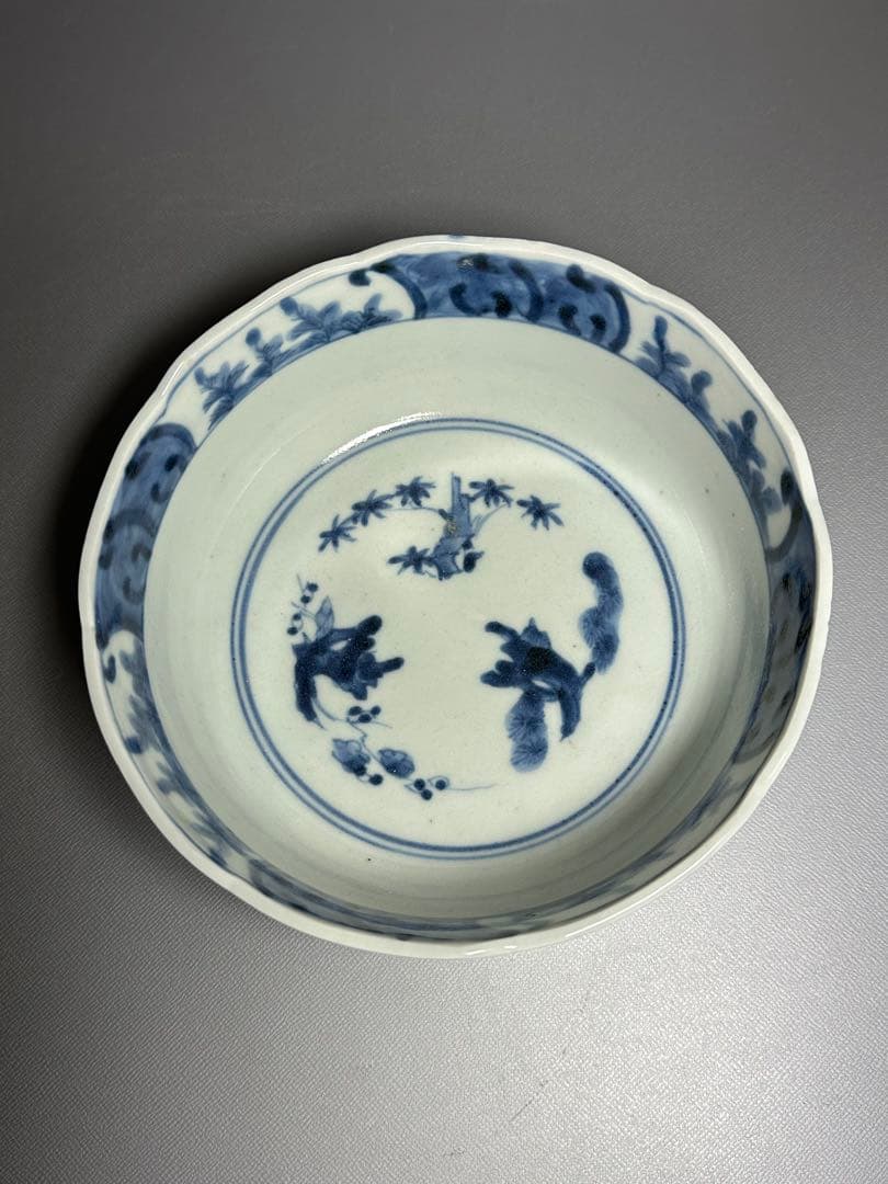 古伊万里　たこ唐草　鉢　白磁　染付　美品