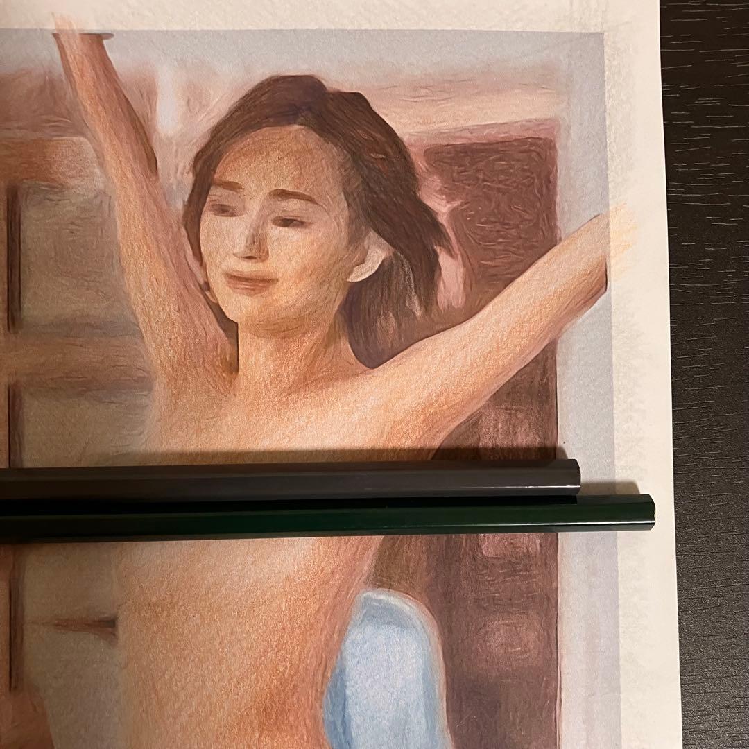 女優画28 額装品　額縁寸法32.7cm×24.0cm　カラー着色　定款付
