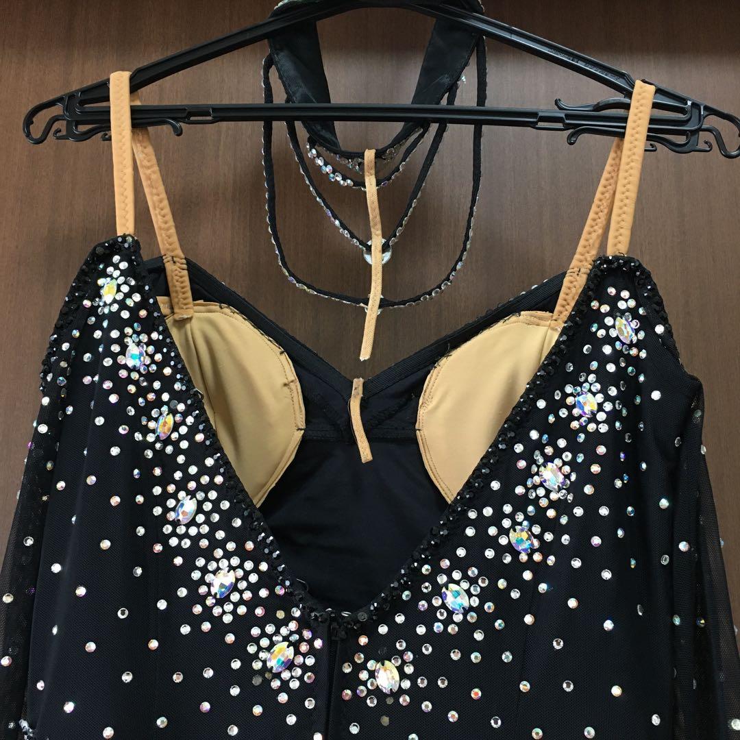 社交ダンス　ドレス　ストーン　ビジュー　黒　白　ゼブラ　Ｌサイズ