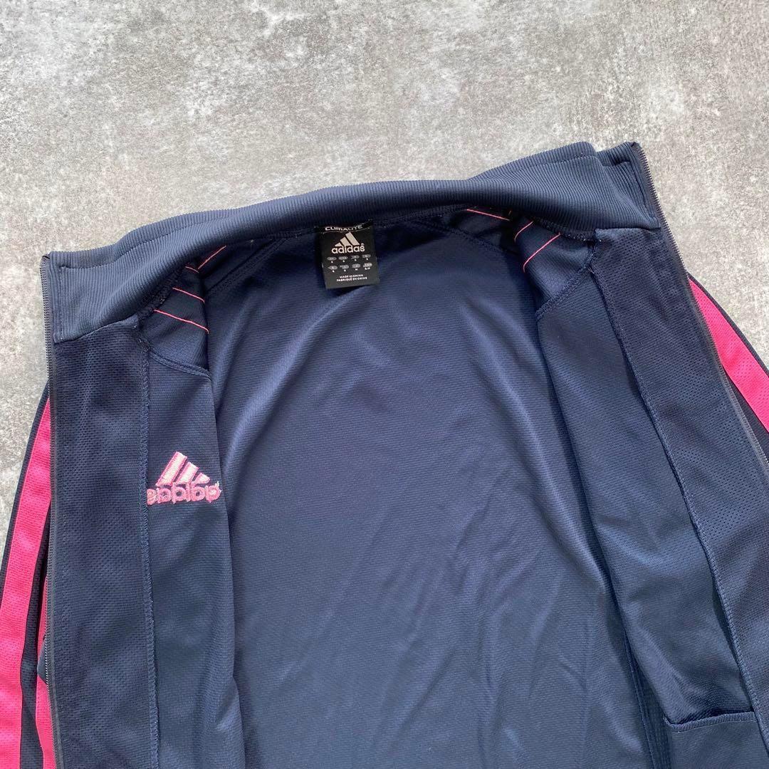 00's adidas セットアップジャージ【M】トラックジャケット　紺　ピンク