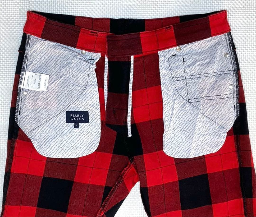 パーリーゲイツ パワフルコットンストレッチ 5Pパンツ（RED&BLK／4）