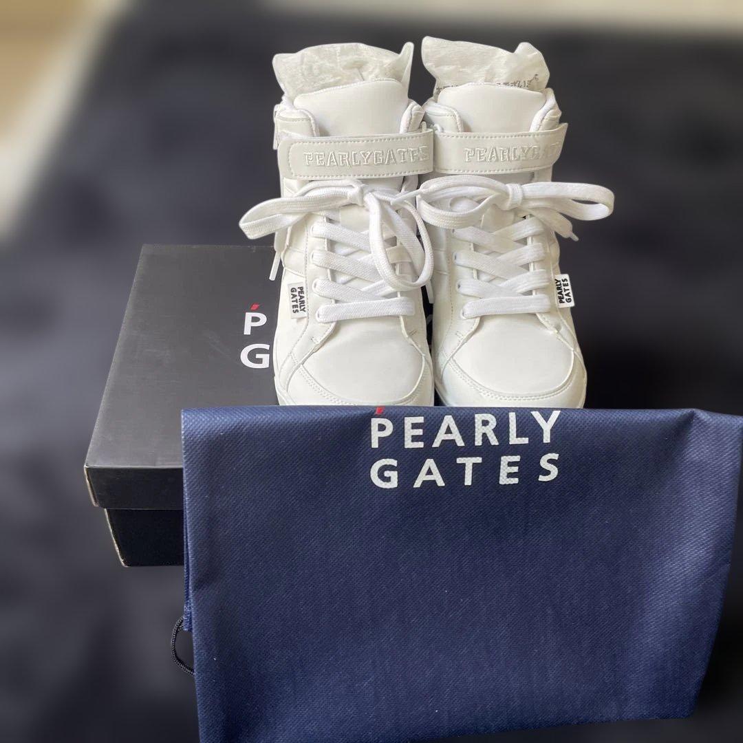 PEARL GATES ホワイト ハイカット スパイクシューズ
