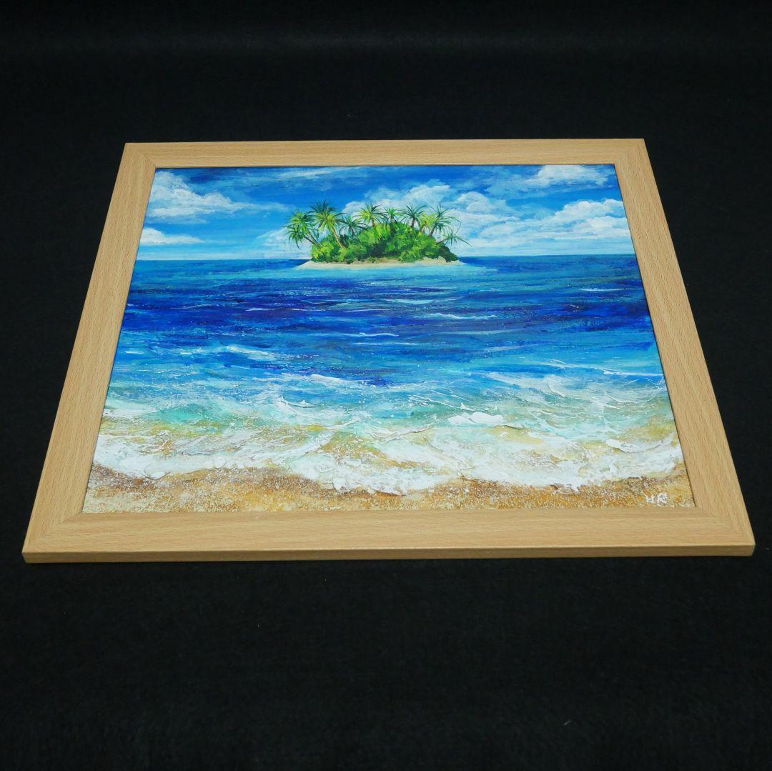 油絵 油彩 油彩画 絵 絵画【海の先に見える小島】