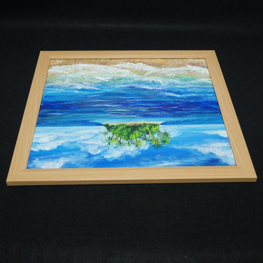 油絵 油彩 油彩画 絵 絵画【海の先に見える小島】