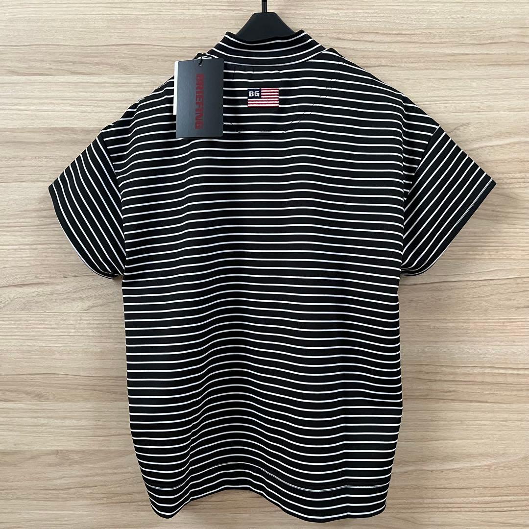 新品★19,800円 黒M BRIEFING 半袖ストライプモックネックシャツ