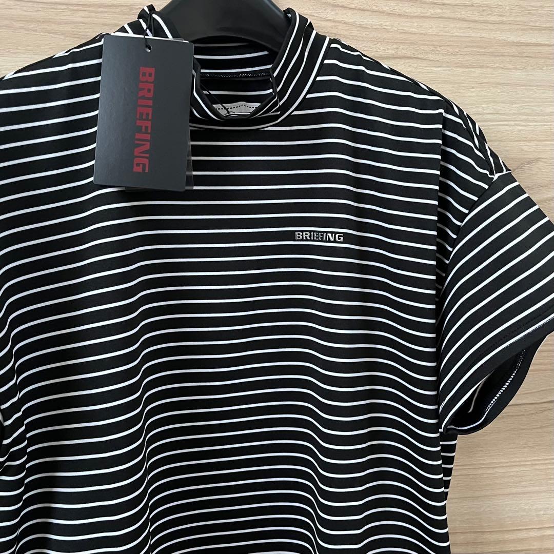 新品★19,800円 黒M BRIEFING 半袖ストライプモックネックシャツ