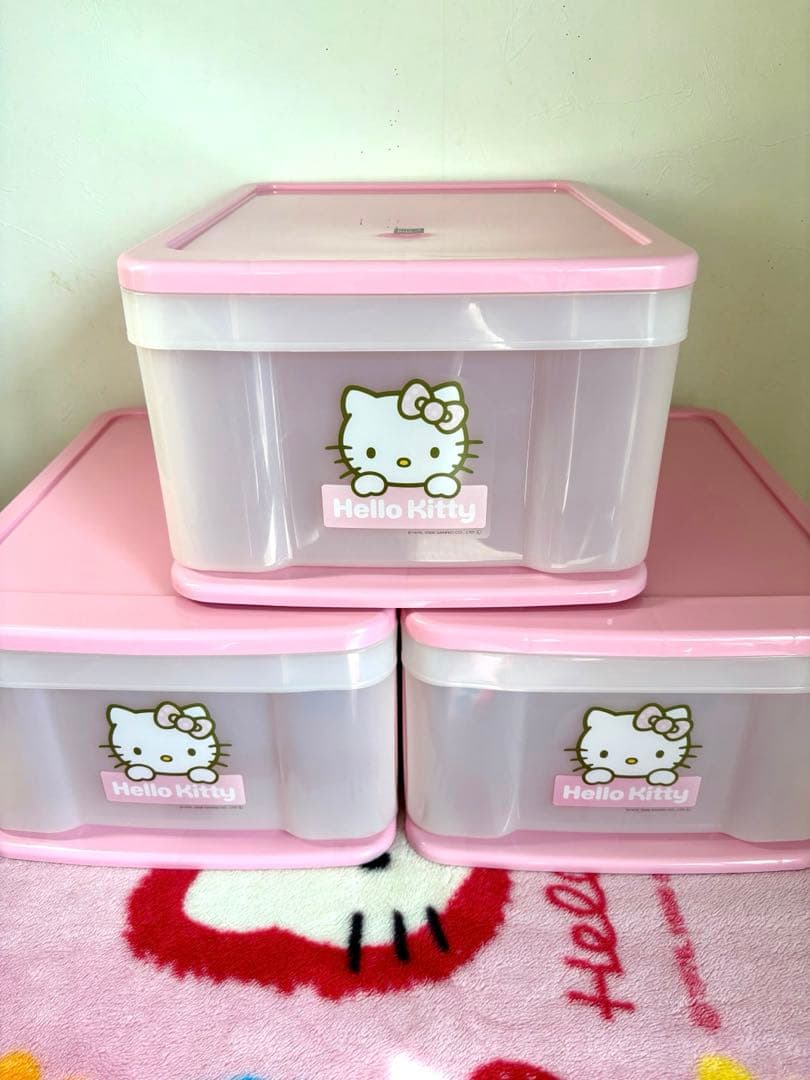 最終HelloKitty 収納ケース　キティ　3段チェスト　引き出し　平成レトロ
