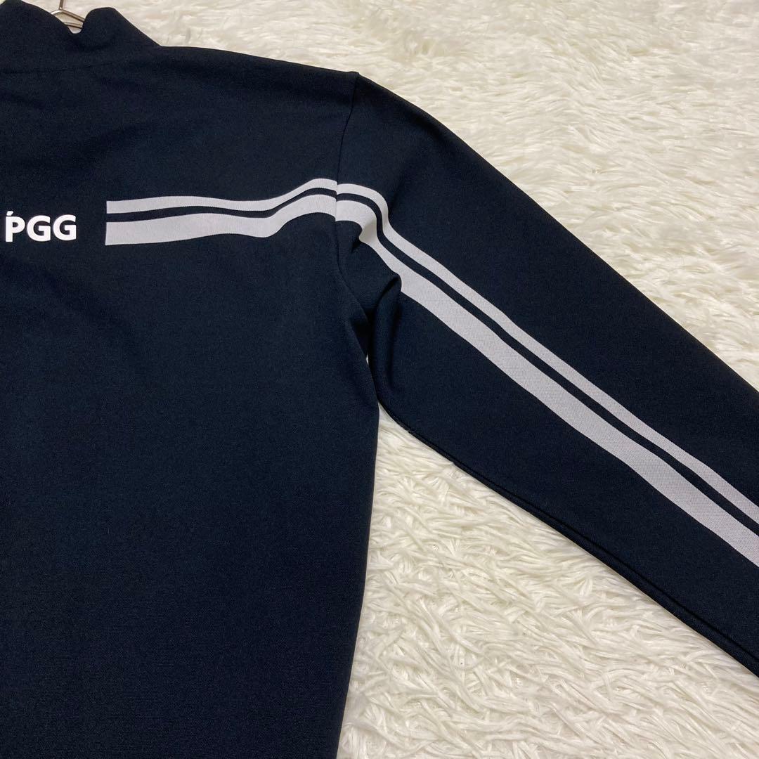 【美品】PGG パーリーゲイツ モックネック 長袖シャツ ロゴ ブラック 4