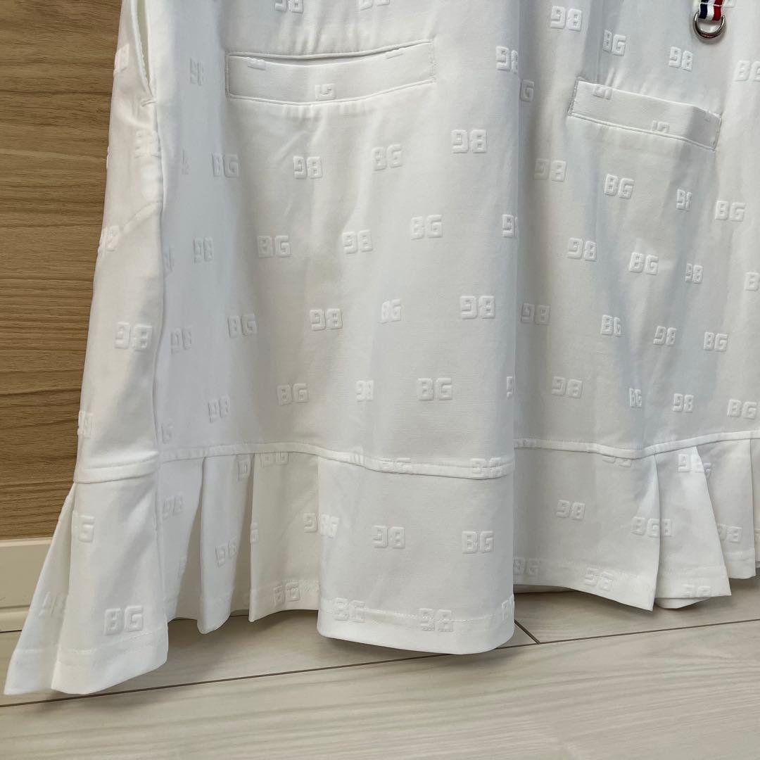新品★38,500円 BRIEFINGゴルフポロワンピース BGロゴ総柄 白L