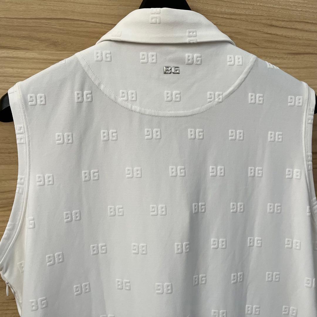 新品★38,500円 BRIEFINGゴルフポロワンピース BGロゴ総柄 白L