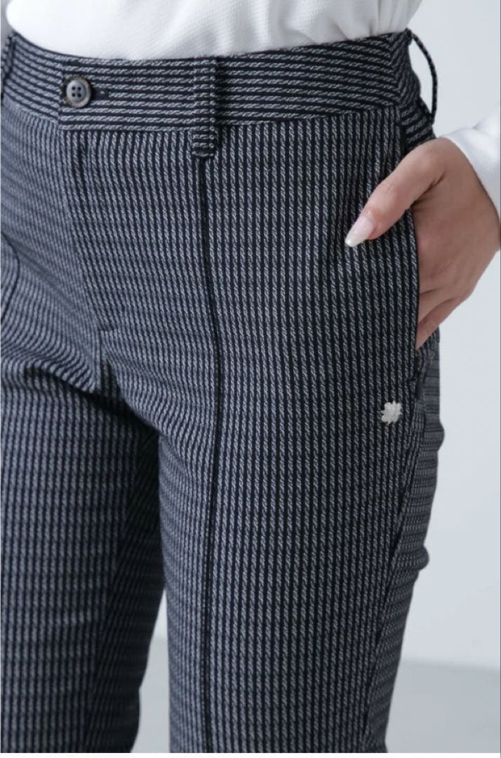 美品　St ANDREWS ストライプウェーブストレッチパンツ　M