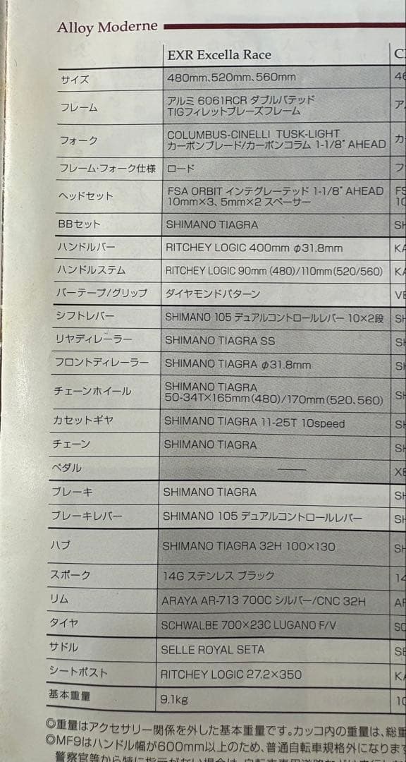 アラヤ　ARAYA EXCELLA RACE エクセラレース　ロードバイク