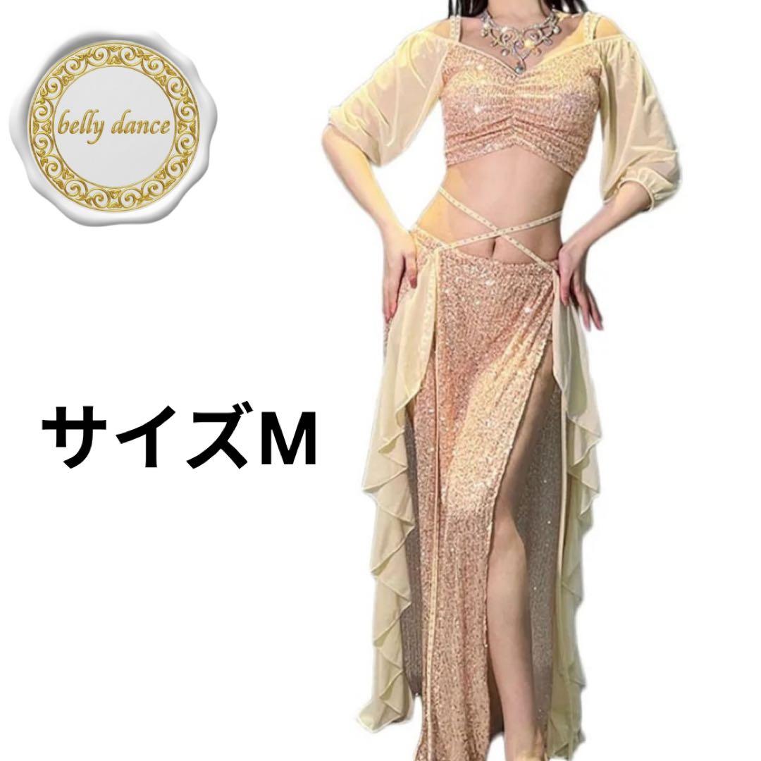 ベリーダンスセットアップ Lサイズ ピンク スパンコール