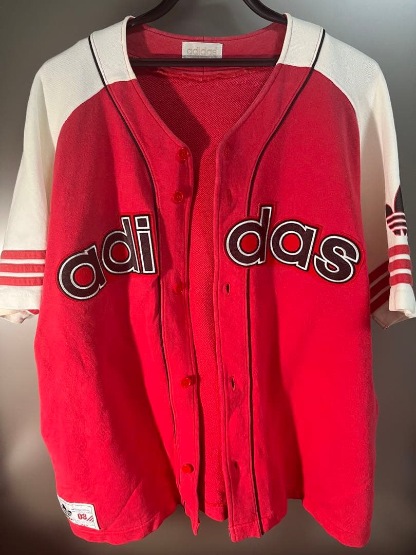 【希少】Lサイズ80s-90s デサント製 adidasベースボールシャツ風