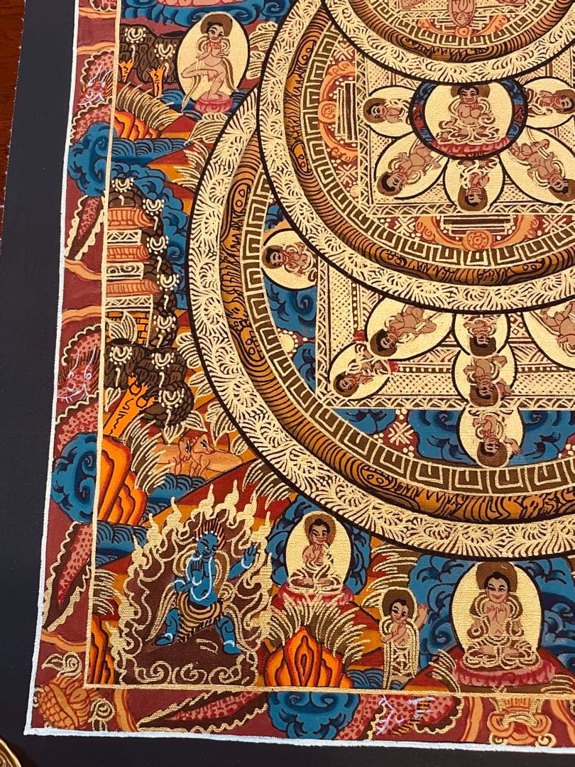 チベット密教 手描き曼荼羅（マンダラ）タンカ【新品・一点物】肉筆画 Ｄ6