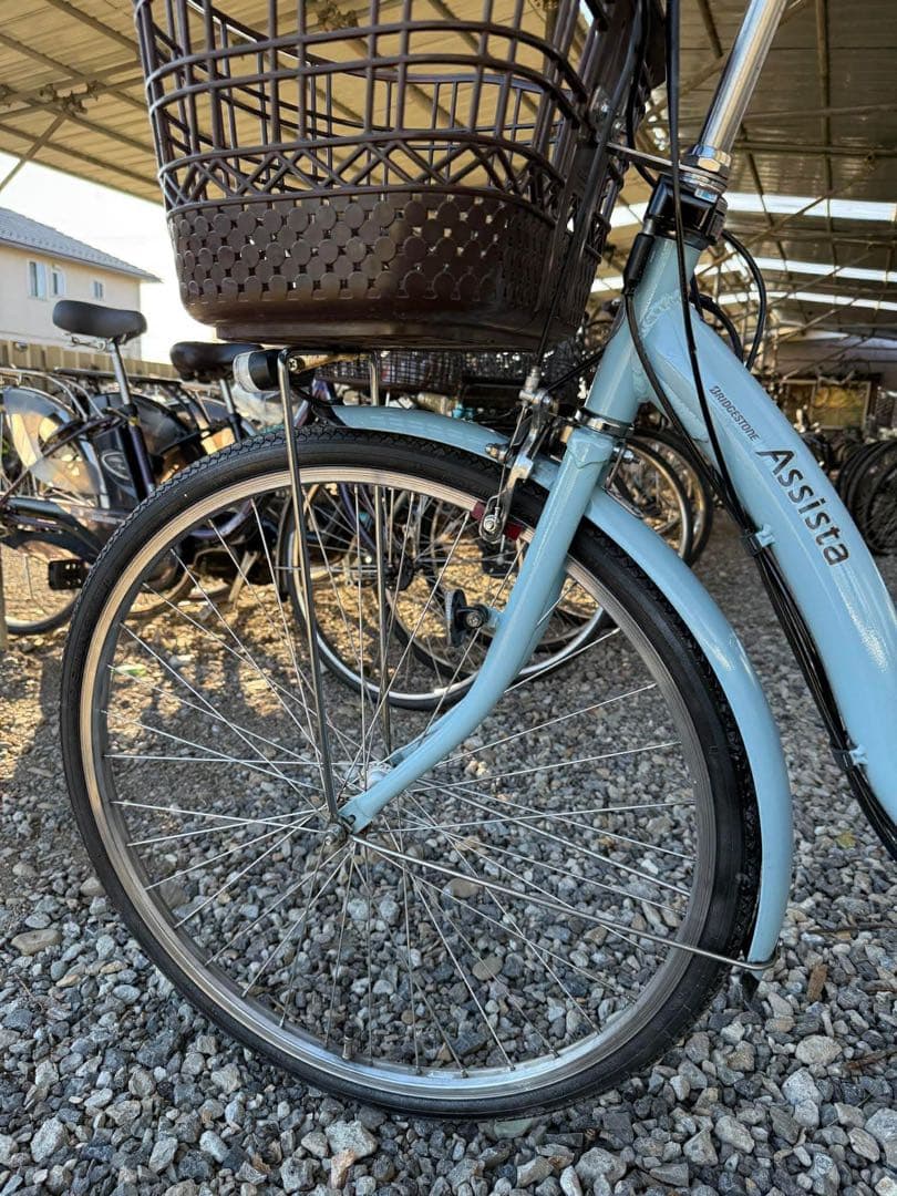 アシスタ 自転車 水色 前カゴ付き