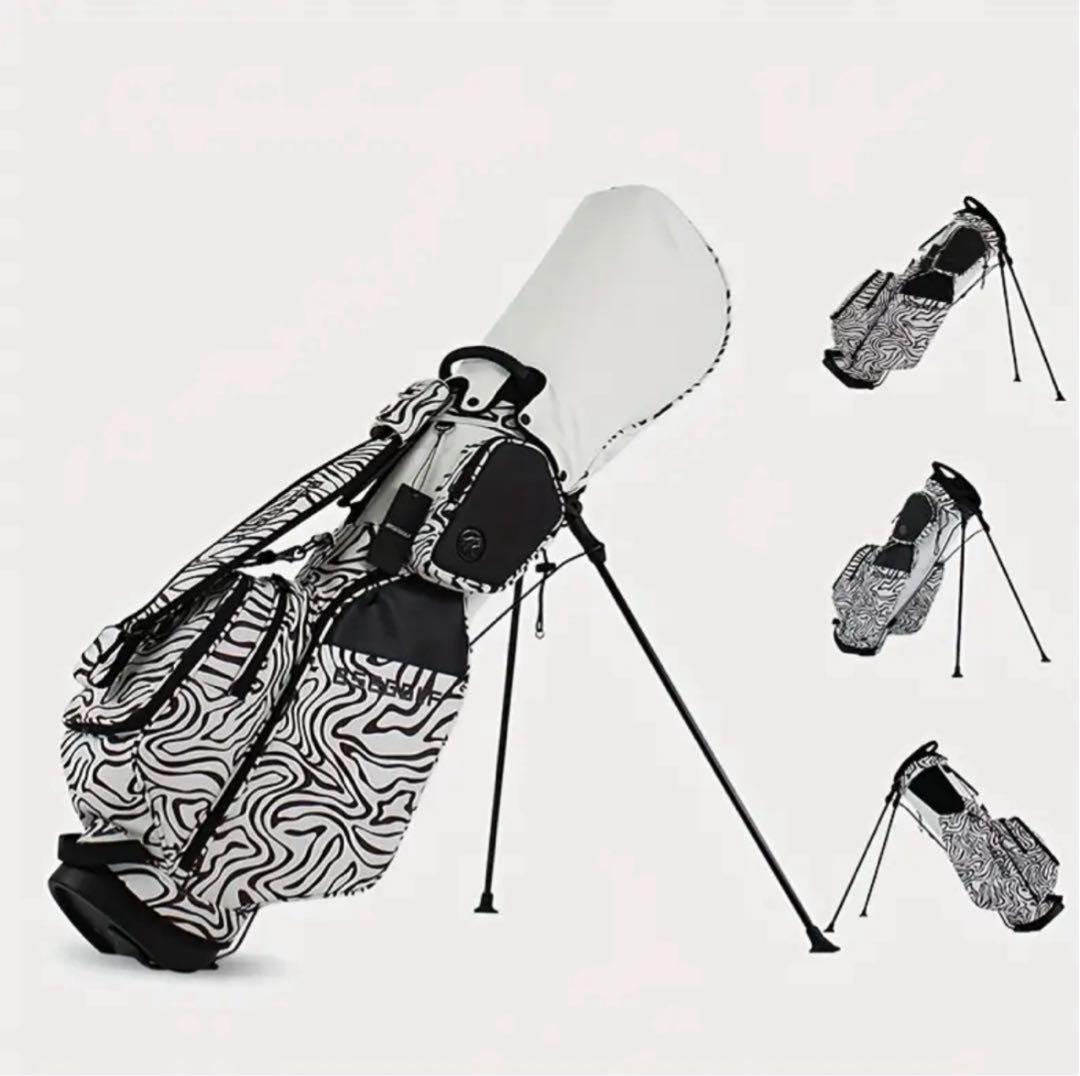 BSEGOLF スタンドキャディバッグ　新品　ゴルフバッグ　アニマル　ゼブラ　白