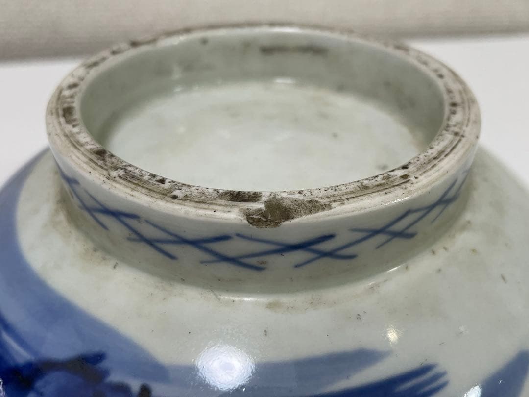 【現状品】古伊万里 陶器 染付 麒麟 菓子鉢 菓子器 アンティーク 割烹 2点