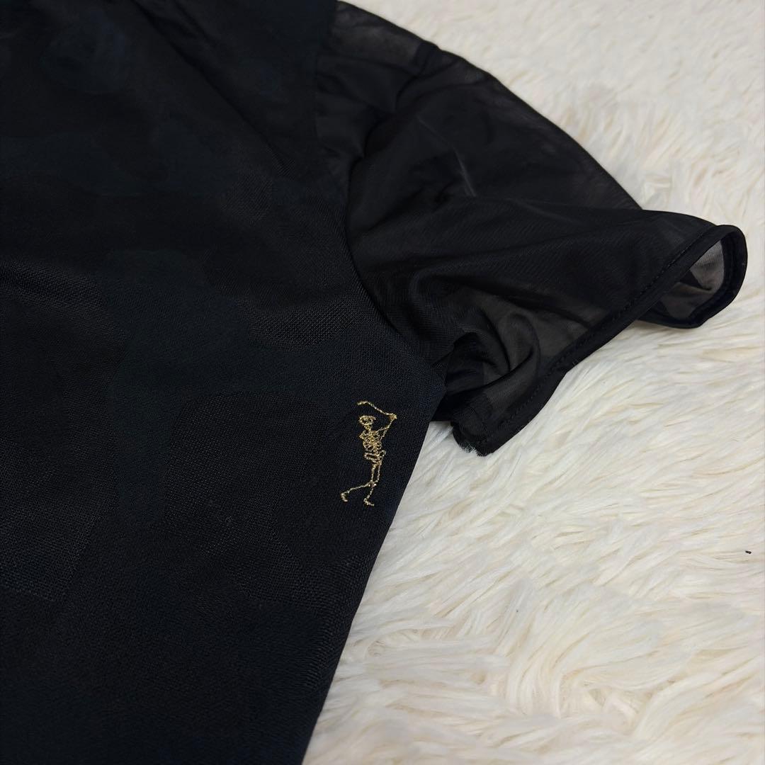 美品✨MARK&LONA　シアー袖カモフラ半袖ポロシャツ　襟　ラメ　ゴルフウェア
