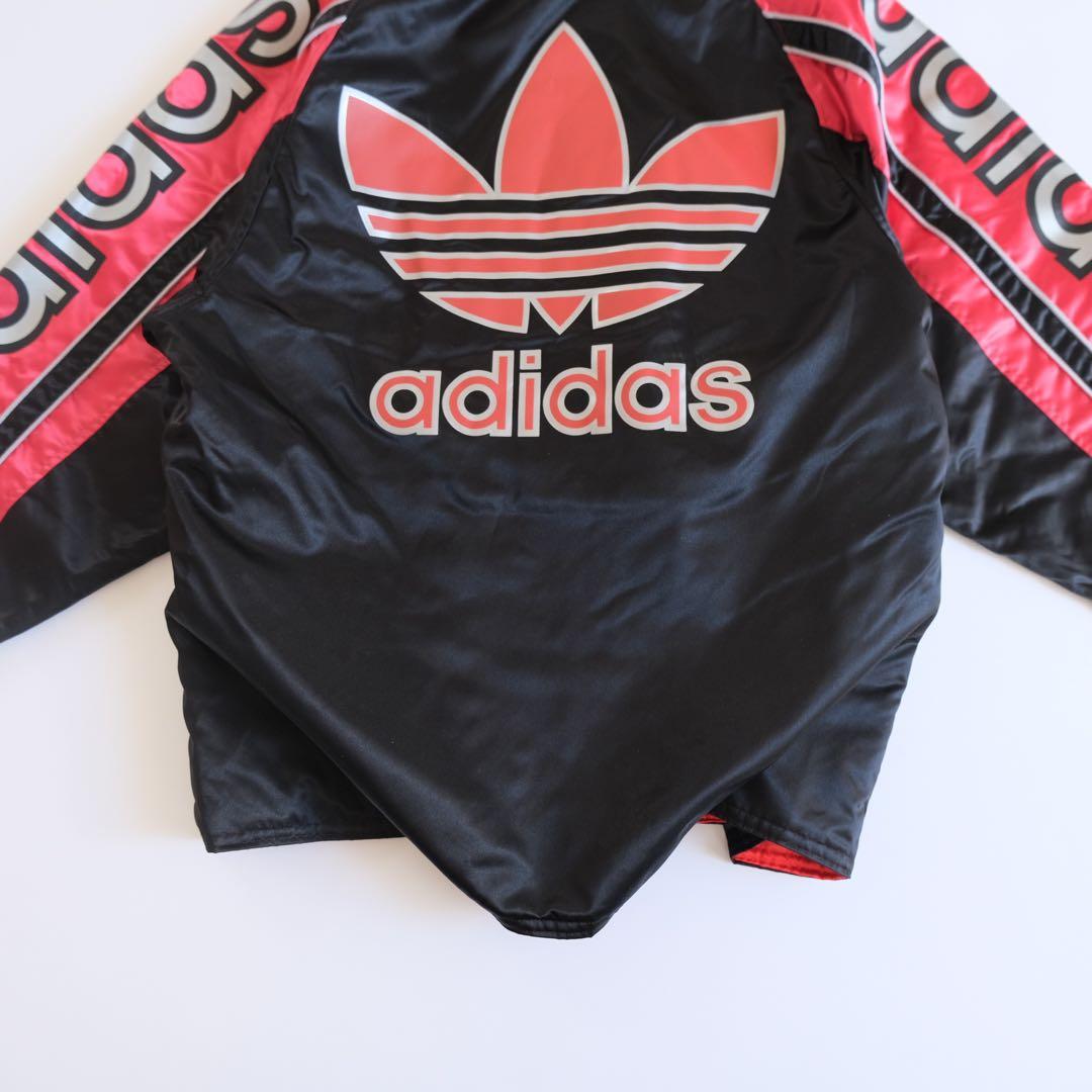 80s adidas フード付きウィンドブレーカー ブラック/レッド
