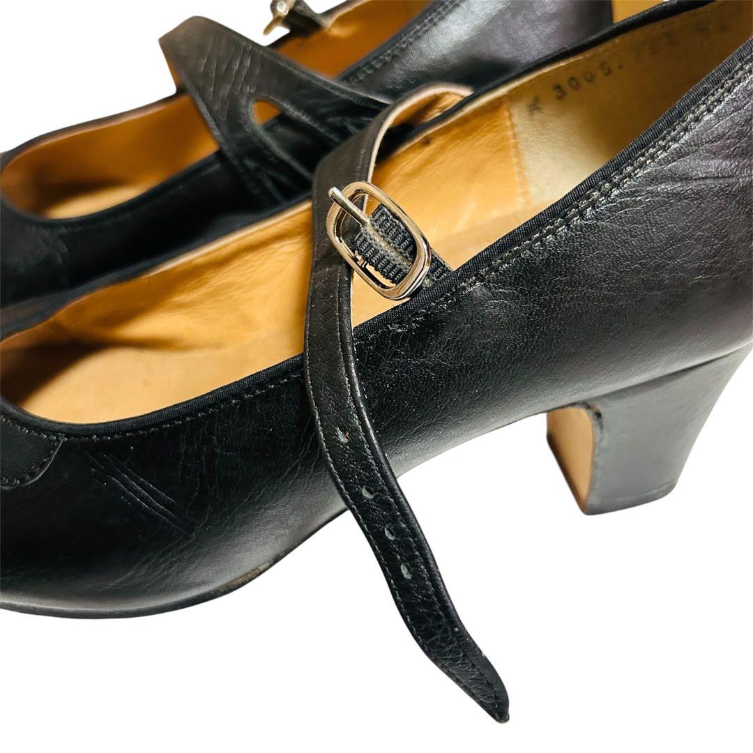フラメンコ用シューズ 23.5㎝ ブラック　クロスストラップ付き　ヒール高さ5㎝