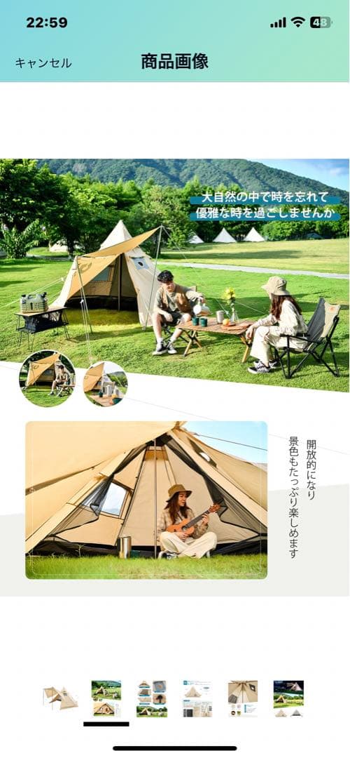 Gonex ワンポールテント TC テント 1人用 煙突穴付き 焚火可