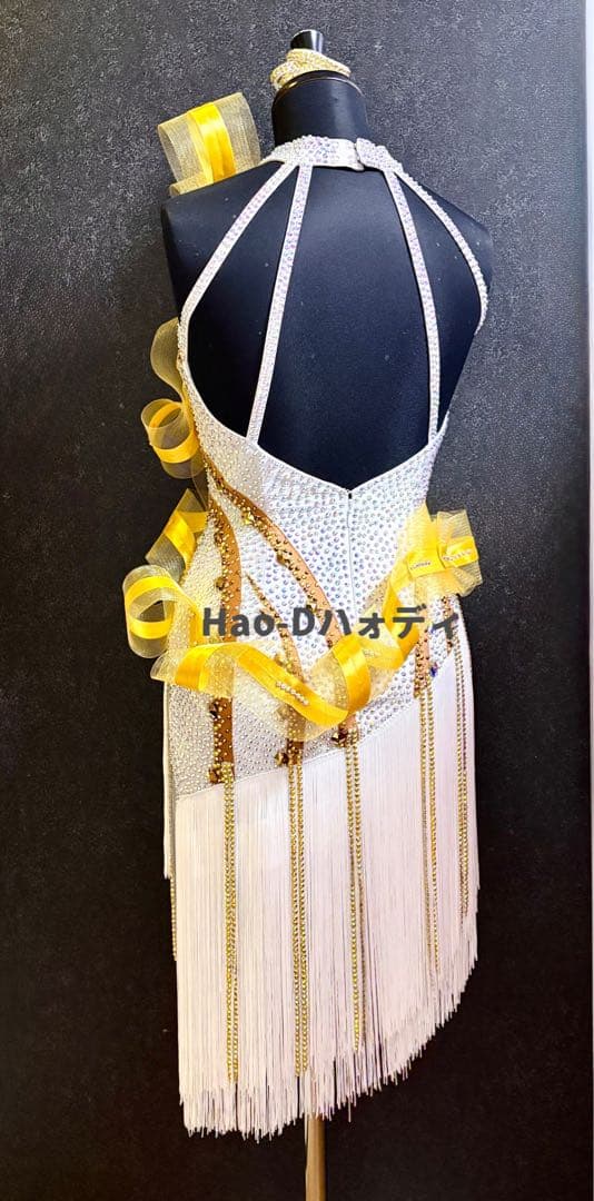 新品★ラテンドレス★S〜SM★社交ダンス★フリンジ★競技会★ホワイト