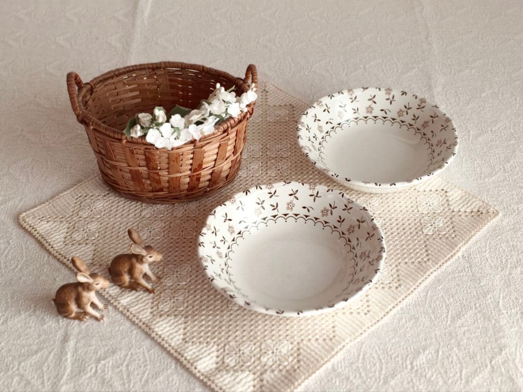 【mkuさま】vintage plate ❀ 優しい 小花柄の 深皿 a