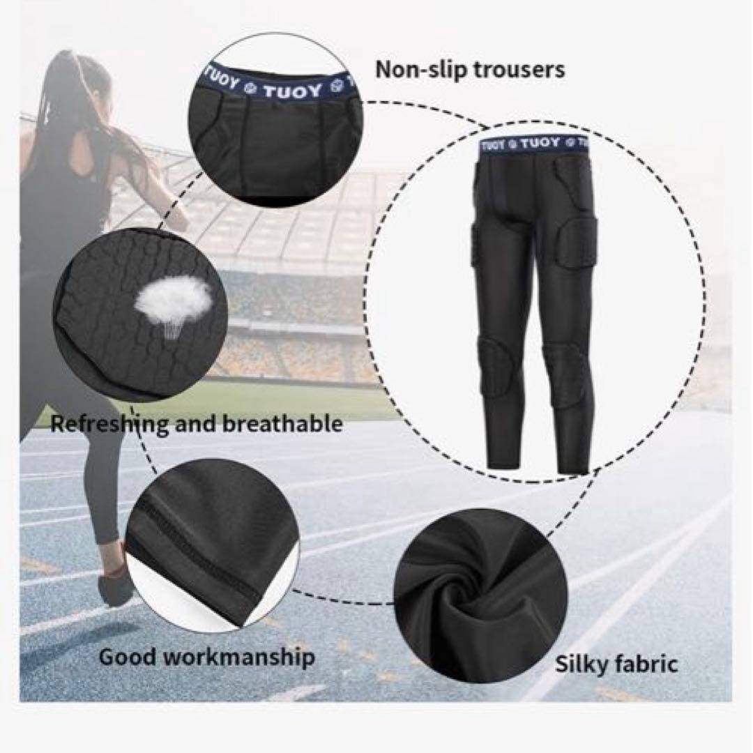 TUOY メンズ パッド　タイツ 　ガードル　プロテクター　インナー　XL 黒