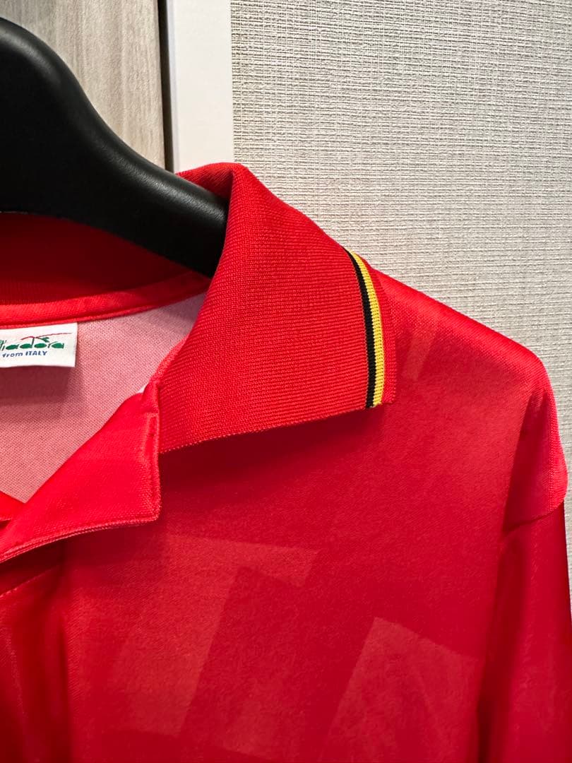 90sディアドラ　ヴィンテージサッカーシャツ　長袖ベルギー代表モデル