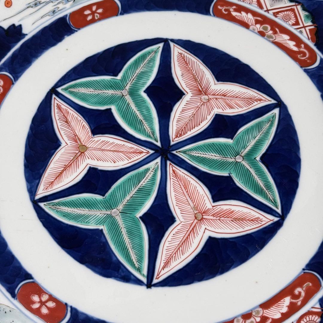 古伊万里　色絵花鳥図大皿　一尺八寸　直径55cm　圧倒底な存在感◎　送料無料！