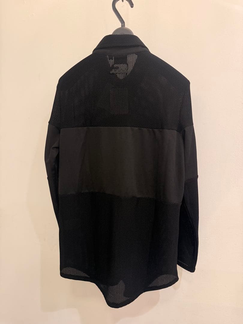 【新品】ムータマリン　ストレッチメッシュ 切替ラインシャツ　黒　Sサイズ
