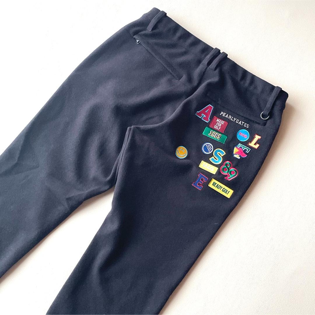 5514【美品】パーリーゲイツ スウェットパンツ ワッペン 23AW ネイビー