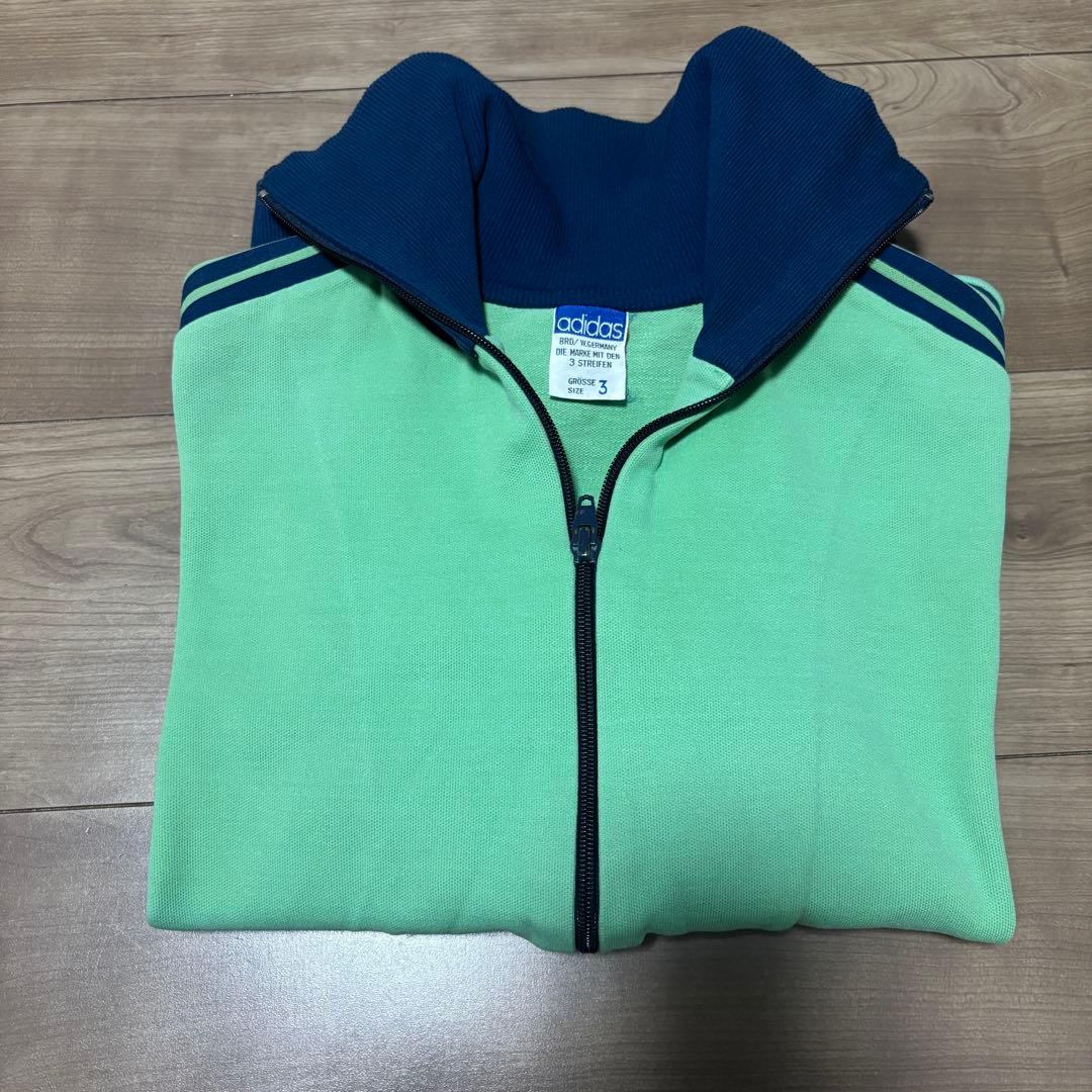 【希少】70s adidas 西ドイツ デサント製 黄緑 トラックジャケット