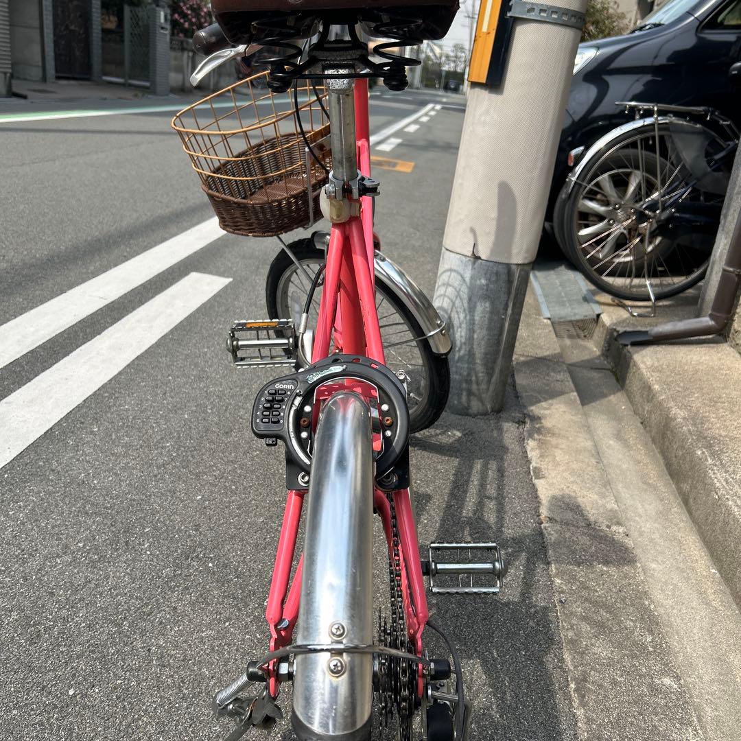 ミニベロ 自転車 バスケット付き　大阪より出品タイヤ前後新品交換済20インチ6段