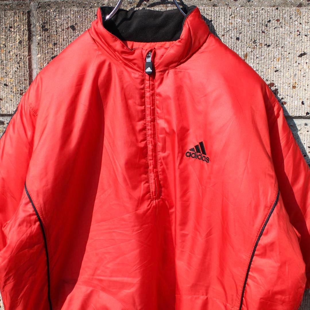 00's adidas GOLF ロゴ刺繍 中綿入り 古着 半袖 プルジャケット