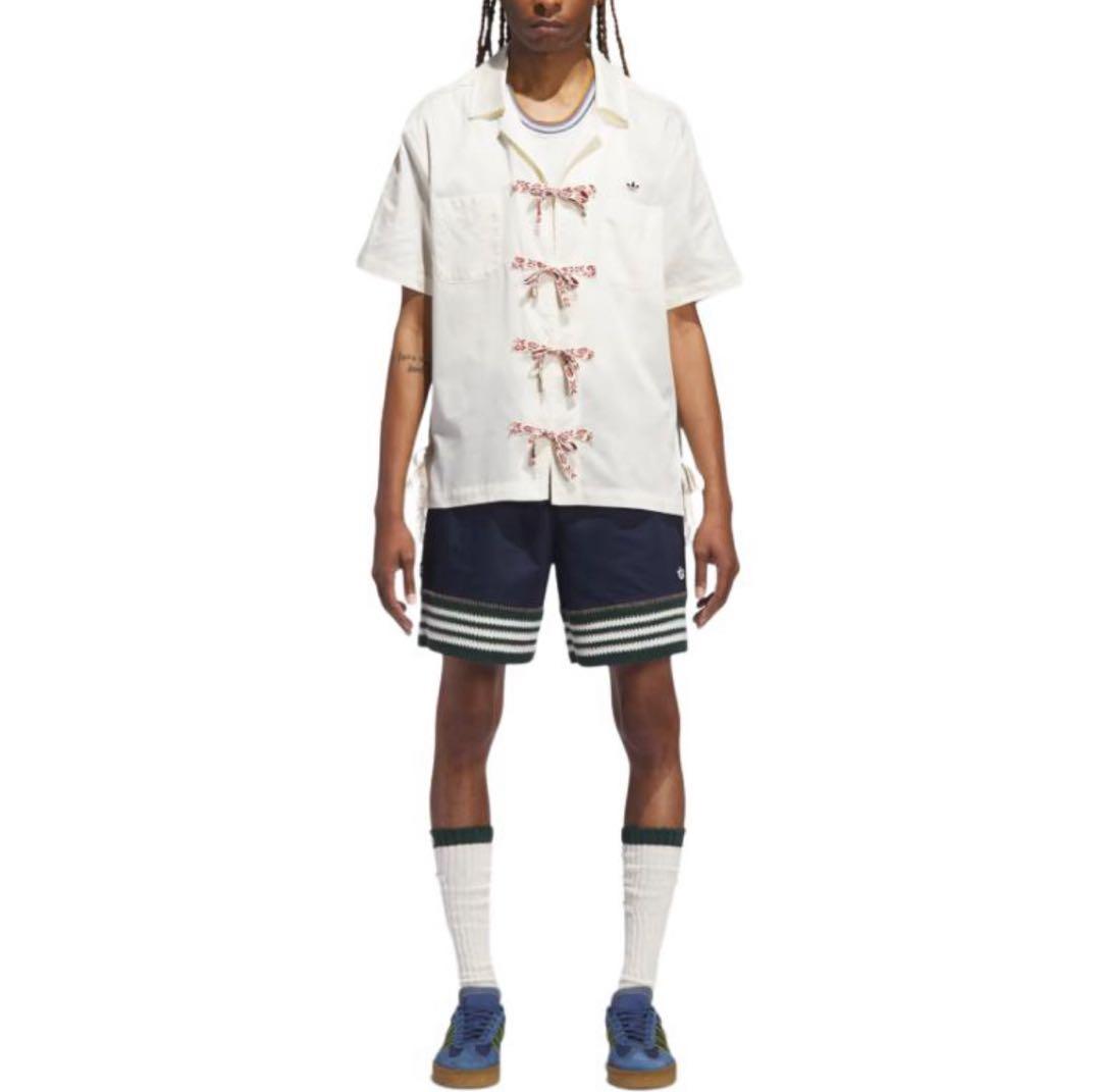 新品M ADIDAS X CLOT ボウリングシャツ ホワイトJP1599