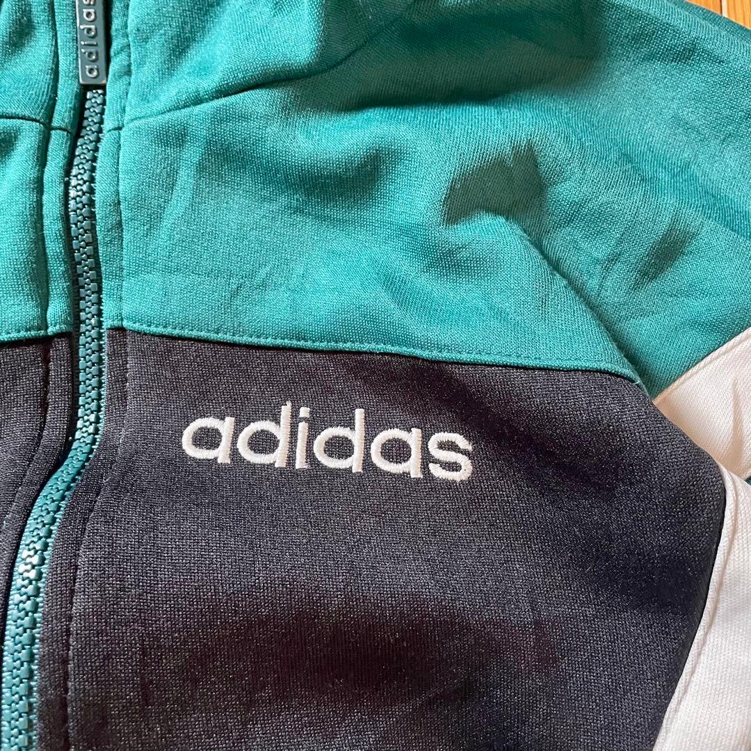 古着 90s adidas トラックジャケット 刺繍ロゴ 緑 Vintage