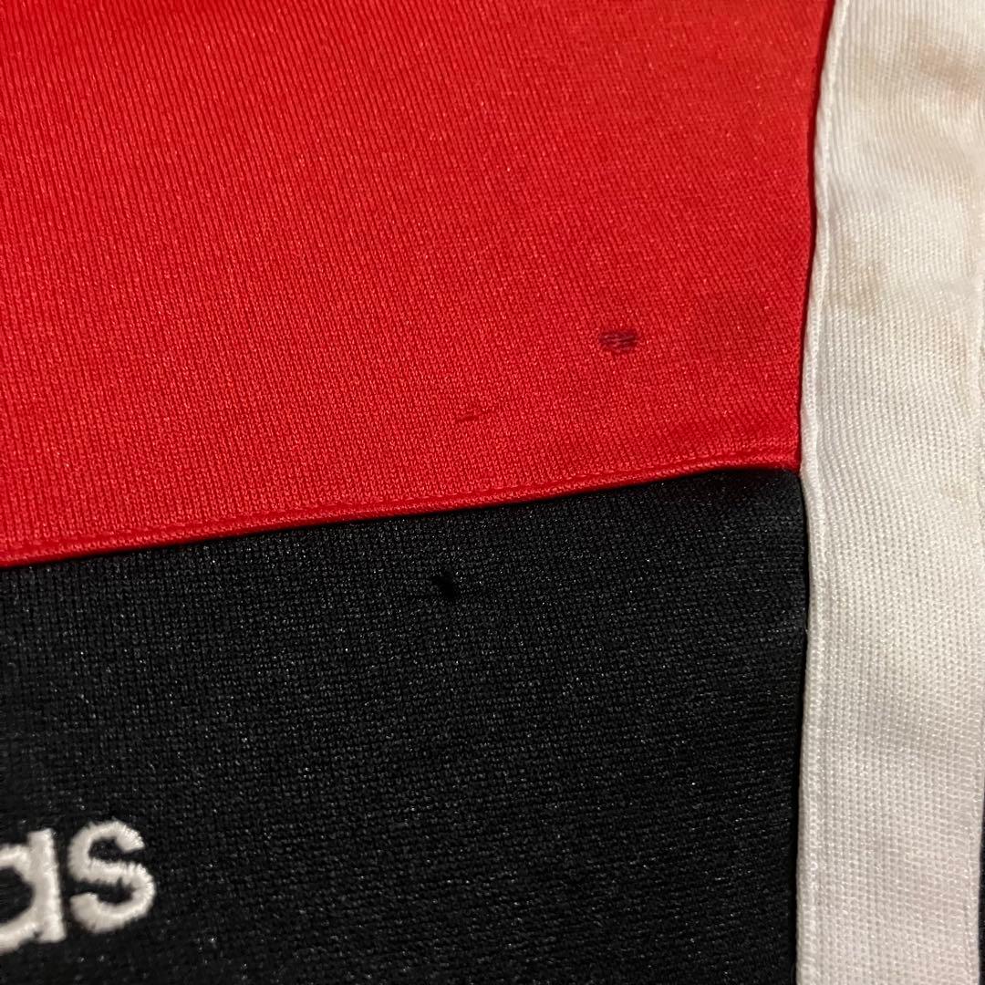 adidas 90s トラックジャケット L相当 赤黒 ワイドシルエット**