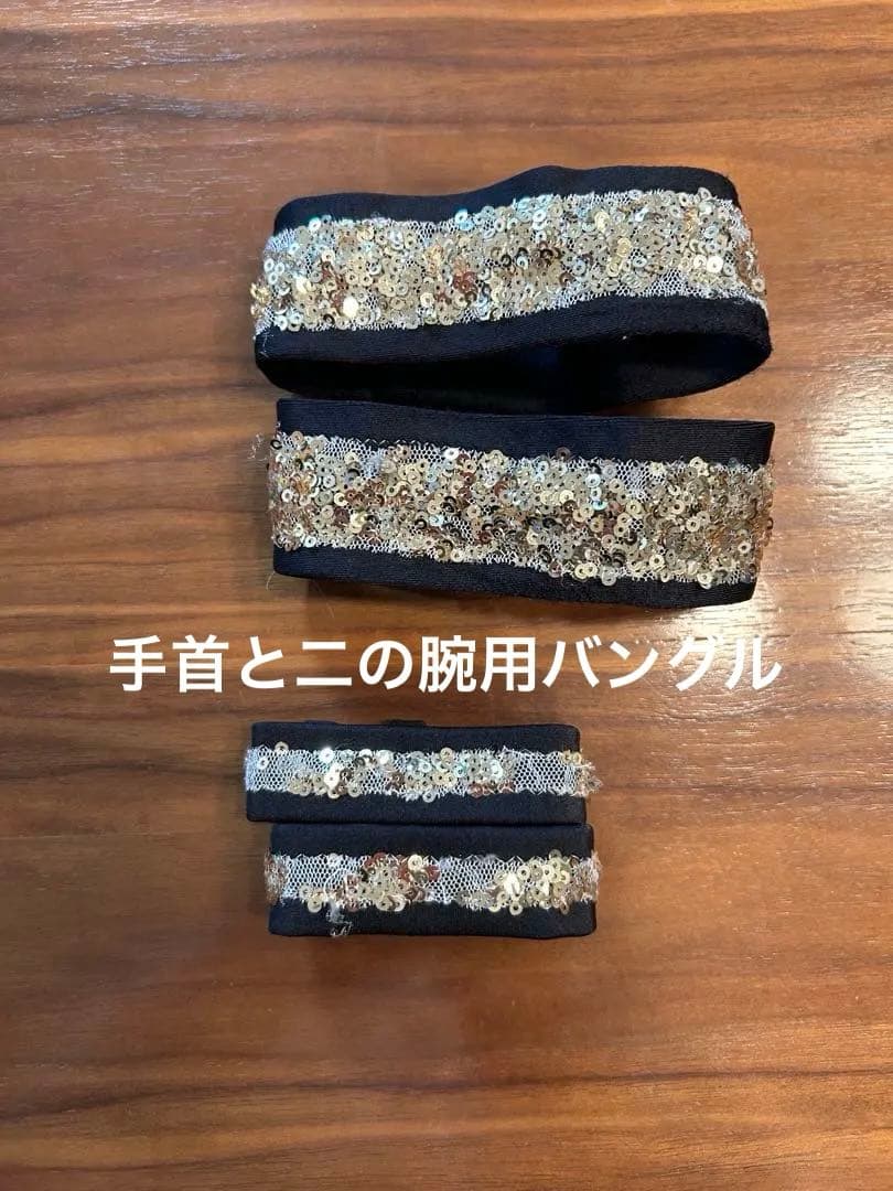 ◾️プロ使用　社交ダンスラテン用フリンジドレス 黒と金M
