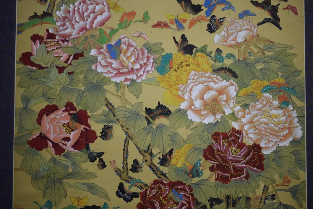 不詳/作者不詳/牡丹に百蝶図/布袋屋掛軸HF-824