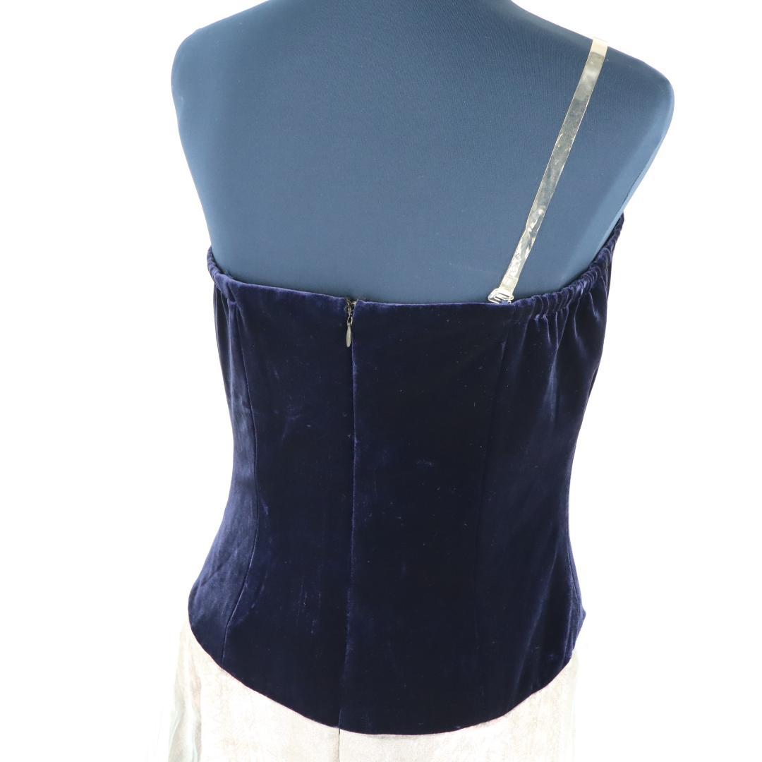 【フラダンス用衣装 美品 オーガンジー】 ネイビーベロア生地 ワンピース カヒコ