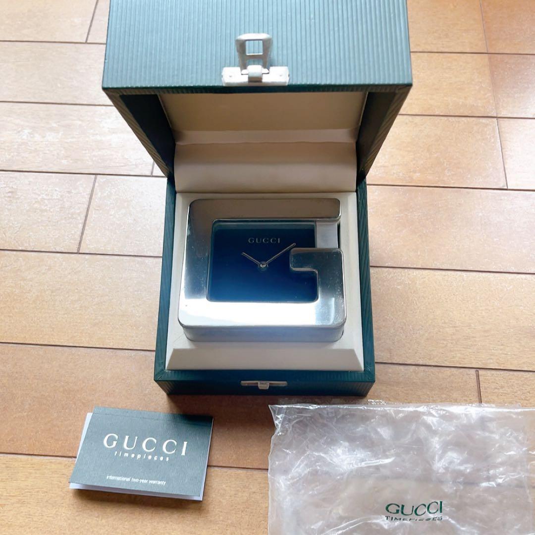 【GUCCI】グッチGカット置き時計（ジャンク）箱付 インテリアに　ブランド中古
