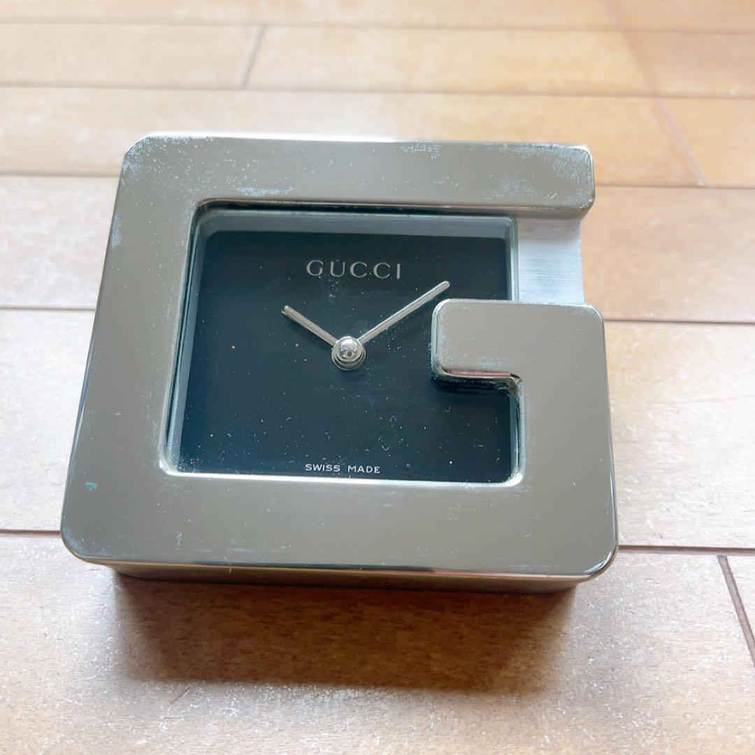 【GUCCI】グッチGカット置き時計（ジャンク）箱付 インテリアに　ブランド中古