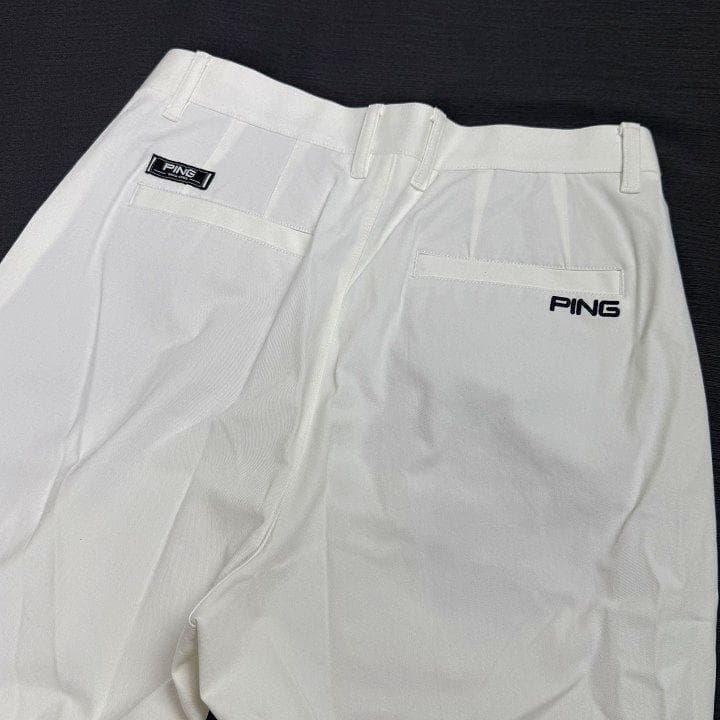 新品 ピン ゴルフ 全方向ストレッチ 2タック テーパードパンツ 秋冬 白 L