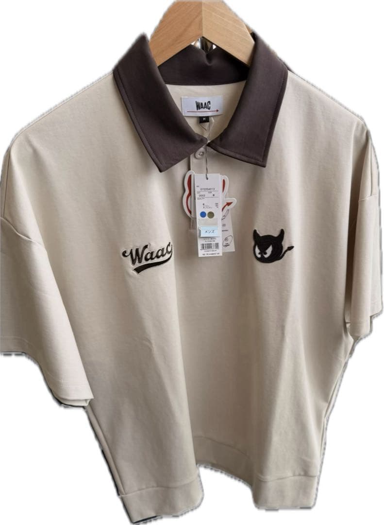 【新品】新作！waac ライトストレッチポンチポロシャツ アイボリー　L