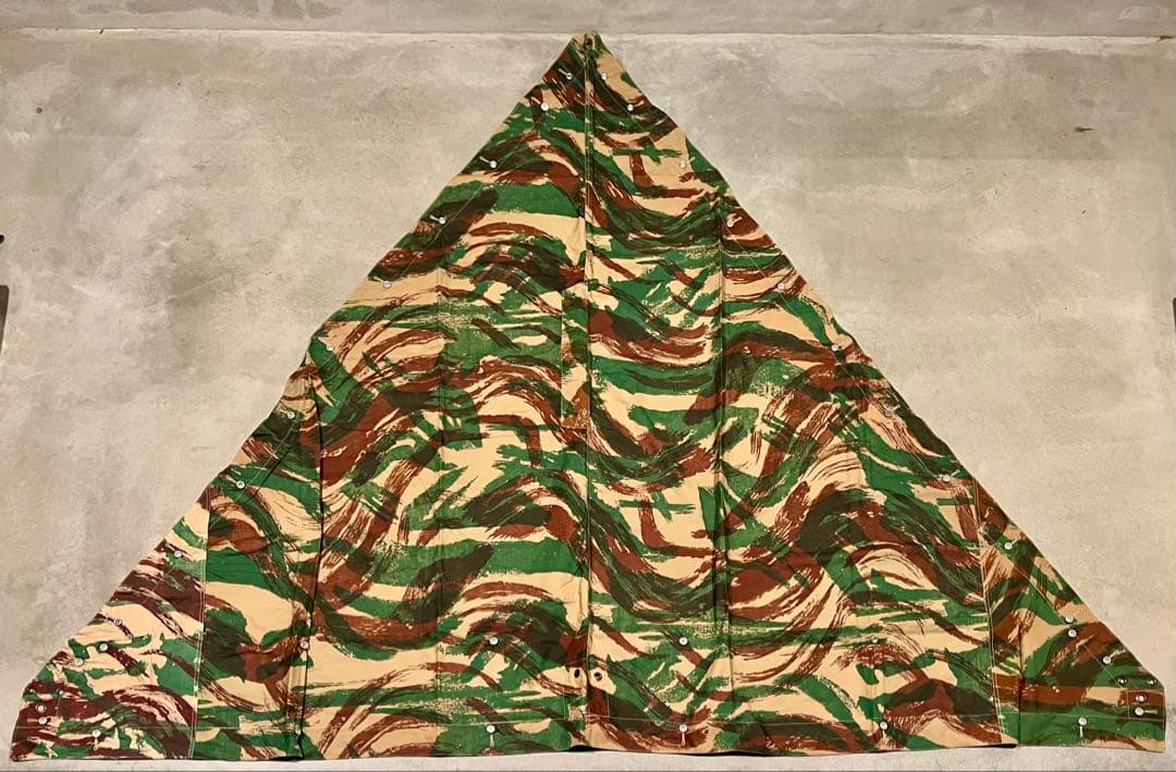 ①1953 フランス軍 リザードカモ ポンチョテント ツェルトバーン 実物 軍幕