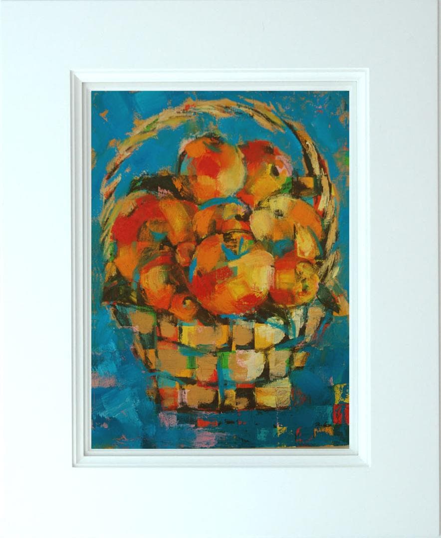 油絵 菅家令子 絵 絵画インテリア 額付(白) uF6-051721 静物 果物